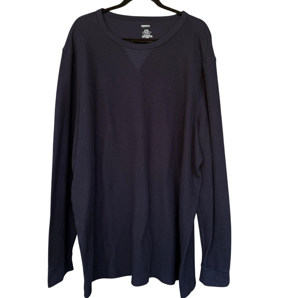 Sonoma Goods For Life Shirt Mens Big 4X Navy Thermal Long Sleeve Crewneck Tee